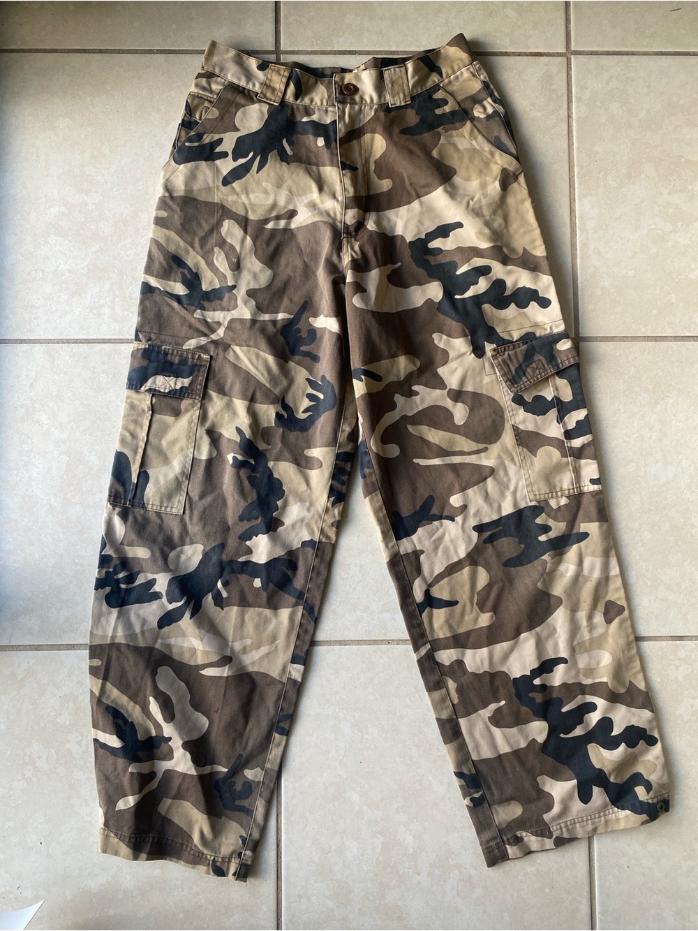 Camo Cargo Pants Camouflage Snap ankle